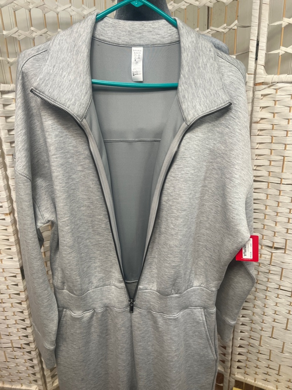 SPANX Light Gray Full-Zip Jumpsuit - Picture 4 of 11
